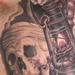 tattoo galleries/ - black and gray skull with lantern - 53967